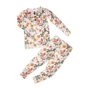 $33 ADD ON Caden Lane Peyton Vintage Floral 3-6m bamboo matching‎ set BOW